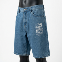 Shorts en jean pour homme Kent Trading Company, coupe large, style vintage délavé, respirant, streetwear décontracté, taille mi-haute, 100 % coton