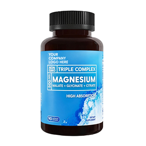 Cápsulas de Complejo Triple de Magnesio de Marca Privada, Glicinato, Citrato, Malato, Suplemento de 500 mg - Product Image 1