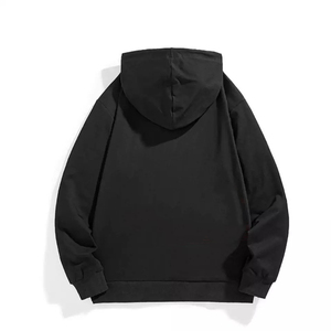 Sudadera con Capucha Negra para Hombre, Estilo Casual, Holgada, con Bolsillo Frontal, Color Sólido, Tela French Terry - Product Image 2