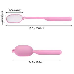 Pink Wall Mounted <b>Magnifying</b> Stainless Steel <b>Makeup</b> <b>Mirror</b> with Oval Shape Long Handle Matte Finish for Lash Extension - Product Image 3
