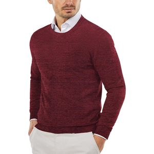 Men's Lavender Crew Neck <b>Pullover</b> <b>Sweater</b> Full Sleeve Solid Knitted 100% Cotton Anti-Pilling Standard Thickness Autumn Wear - Product Image 6