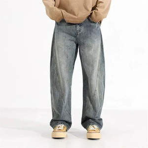 กางเกงยีนส์เดนิมผู้ชายแบบลำลองน้ำหนักเบาสั่งทำขายส่ง ล้างสีกลาง ระบายอากาศได้ดี ผ้าแคนวาสคอตตอน 100% ทรงตรง พิมพ์ลายสีดำ - Product Image 4