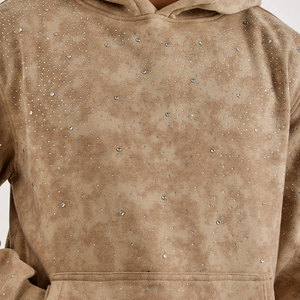 WSL Custom Streetwear Vintage Distressed Ripped Boxy Cropped Embroidery <b>Patch</b> Sun Faded Zip up Rhinestone Hoodies and <b>Shorts</b> <b>Men</b> - Product Image 2