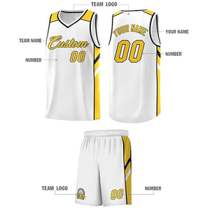 Conjunto de Camisetas y Pantalones Cortos de Baloncesto Personalizados, Logotipo, Nombre, Número, Sublimación, Bordado, Apliques 3D, 100% Poliéster, Unisex - Product Image 4