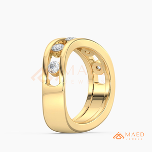Gold Plated Lab Grown Diamond Open Band <b>Ring</b> for <b>Women</b> Bezel <b>Set</b> Wedding Band Minimal Stackable Fine Jewelry USA Style - Product Image 6