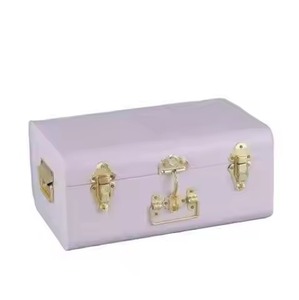 Lavender Metal Trunk Storage <b>Box</b> Rectangle Buckle Lid Minimalist Design Small Capacity Table Top Use Trunk <b>Box</b> For Cloths Toys - Product Image 1