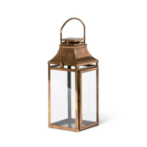 Lanterne antique en métal avec poignée, vente en gros, porte-bougie vintage en fer galvanisé, panneau en verre transparent, centre de table - Product Image 2