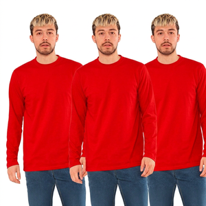 Men's <b>Black</b> <b>Long</b> Sleeve O-Neck Knitted Casual <b>T</b>-<b>Shirt</b> Regular Fit Solid Color 100% Cotton - Product Image 3