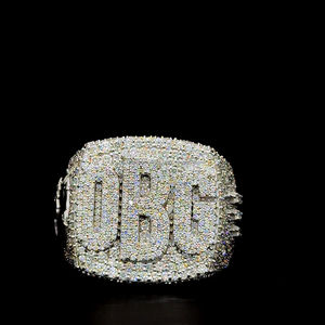 Bague tendance personnalisée Big S925 Silver Solid D VVS Lab Grown Iced Out Diamond Hip Hop Letter Name Latter pour hommes - Product Image 1