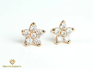 ต่างหูเพชรทรงดอกไม้สุดคลาสสิก 1.7 กะรัต เพชรทรงกลม ทองคำแท้ 14K เครื่องประดับชั้นดี ของขวัญวันครบรอบสำหรับเธอ - Product Image 3