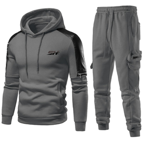 Survêtement de jogging en molleton 100 % coton coupe classique pour homme, avec cordon de serrage, couleur unie, personnalisable - Product Image 1
