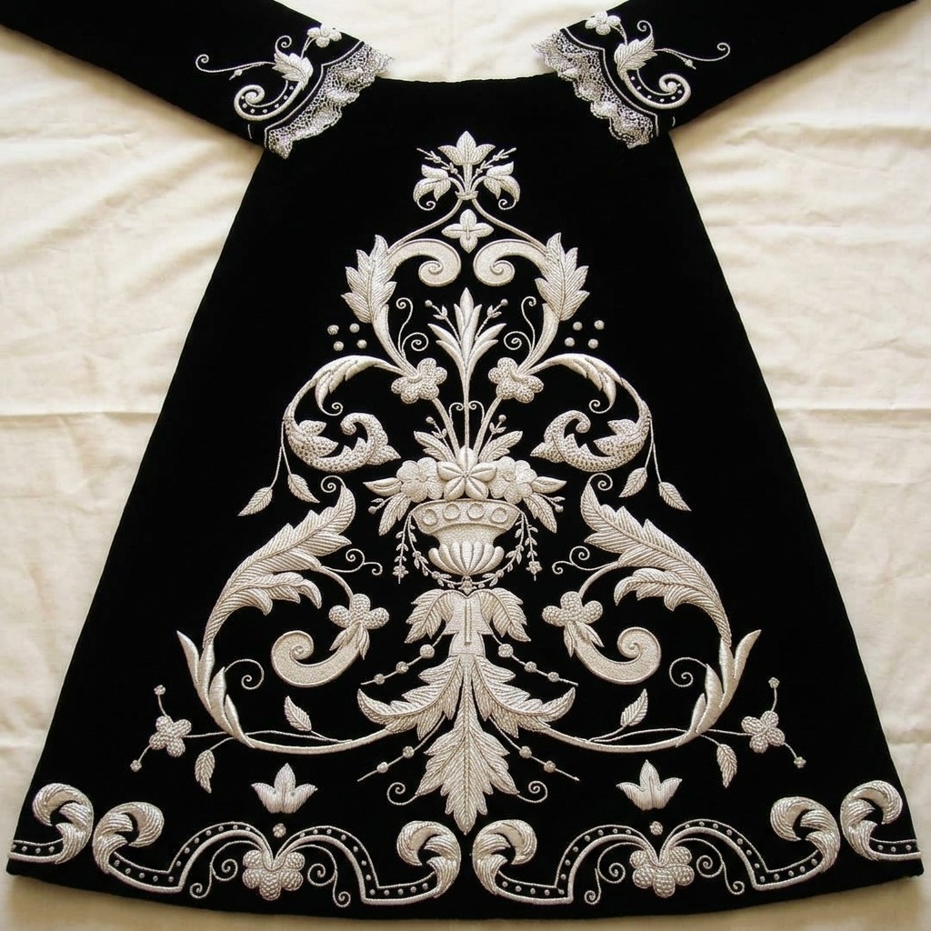 black dress white embroidery Makes Perfect Sense Black Cotton Embroidered Maxi Dress main image 1