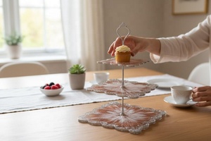 Support à gâteau rond à étages en résine, présentoir élégant pour desserts, centre de table pour fêtes - Product Image 5