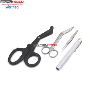 Premium 4pcs Bandage Scissors EMT Shears Tweezer Penlight Emergency Medical Trauma First Aid <b>Surgical</b> Nursing Paramedic - Product Image 5