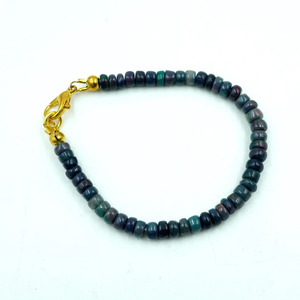HAYAAT GEMS Natural Multi <b>Fire</b> Black Opal Cabochon Bracelet Gold Accent Beads Ethiopian Luxury Unisex Anniversary Jewelry - Product Image 3