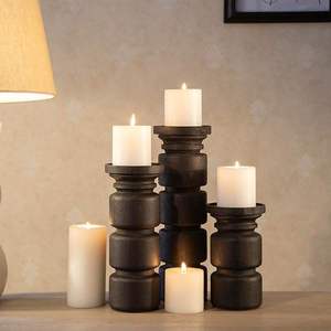 Elegant Iron Candle Holder <b>Set</b> of 3 Tiered Design Heat Resistant Decorative Pillar Candle Stands for Home Wedding At <b>Cheap</b> Price - Product Image 1
