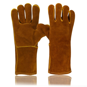 Gants de soudage en cuir de vachette jaune 2026 avec surpiqûres, protection de sécurité avec doublure intérieure en polaire et coton - Product Image 1
