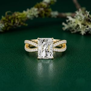 Designer Lab Grown Diamond <b>Ring</b>, Radiant Cut Center With Artistic Crossover <b>Split</b> Shank, Pave Set Diamonds On Both Bands <b>Ring</b> - Product Image 2