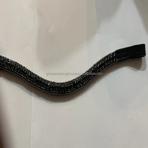 Cadena de metal negra de 3 filas, cristales negros ostentosos, hecha a mano, gruesa, de cuero, correa para cejas de caballo, todos los tamaños, nuevo diseño - Product Image 3