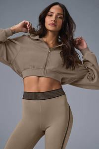 Sweat-shirt à capuche long décontracté pour femme, coupe ample et extensible, style streetwear, imprimé, avec poches, technique délavée - Product Image 3