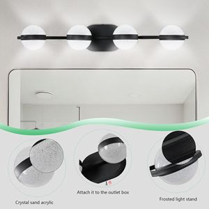 Lampada da parete a LED minimalista nera da 30 pollici per bagno W1340P143677/L2001 B 4 4 luci con paralumi in acrilico effetto sabbia cristallina - Product Image 5