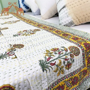 Nueva colección de colcha de Kantha con estampado de bloque de mano de estilo indio, colcha Floral hecha a mano de algodón, venta al por mayor para uso doméstico - Product Image 6