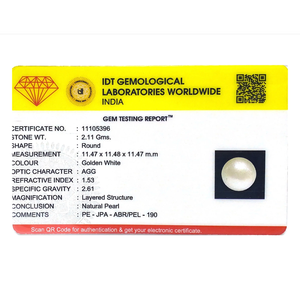 Certified Natural Pearl 10.55 Carat Loose Gemstone for Fine Jewelry - Product Image 3