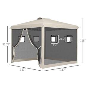    Tenda Parasole Istantanea 3x3m Pop-Up con Rete Anti-UV, Finestre Regolabili in Altezza e Borsa per il Trasporto per Esterni - Product Image 3