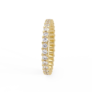 Bague d'éternité tendance à griffes partagées avec diamants ronds de laboratoire, en or jaune 14K 18K, pour mariage et anniversaire, bijoux personnalisés - Product Image 3