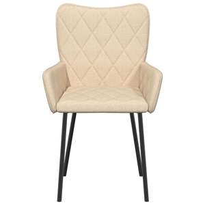 Juego de 2 Sillas de Comedor de Poliéster Color Crema con Madera Contrachapada Metálica para Áreas de Comedor Medianas - Product Image 4