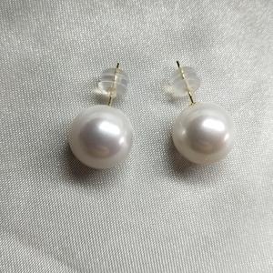 Boucles d'oreilles en or 18 carats avec perles rondes de 9 à 10 mm, bijoux haut de gamme, atmosphériques, pour le quotidien - Product Image 3