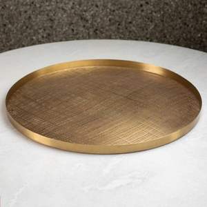 Plateau de service en laiton de luxe avec poignées, élégant plateau en métal pour servir des boissons, du thé, du café et des collations à la maison ou en cuisine - Product Image 5