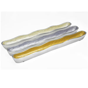 Plateau en métal de qualité supérieure avec un design floral gravé orné, plateau décoratif de style moderne, plateau de service en argent plaqué, grand et rond - Product Image 4