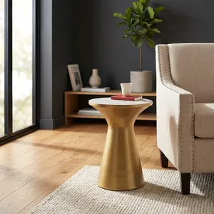Modern Gold <b>Side</b> <b>Table</b> <b>Round</b> Accent <b>Table</b> with White Marble Top Elegant End <b>Table</b> for Living Room Bedroom Sofa Coffee Corner - Product Image 5
