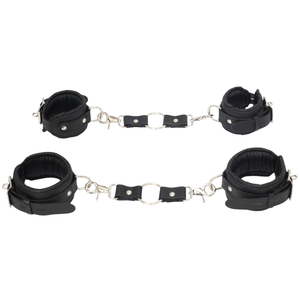 <b>BDSM</b> Restraint Set Cowhide Leather with Cuffs <b>Collar</b> Straps and Connectors for Full Control Play - Product Image 3