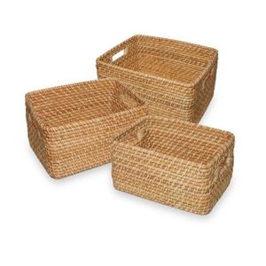 Hight Quality Custom Size <b>Rectangular</b> Rattan <b>Basket</b> Rustic Woven Handicrafts Organize, <b>Storage</b> and Decorative <b>Basket</b> - Product Image 1