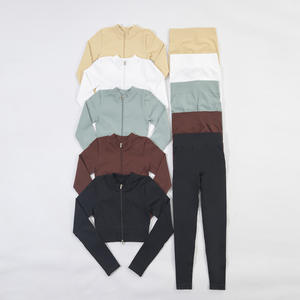 Conjunto Deportivo de 2 Piezas para Mujer, Top Corto de Manga Larga, Leggings para Gimnasio, Fitness, Yoga, Sujetador Deportivo, Ropa Deportiva, Conjunto para Correr - Product Image 5