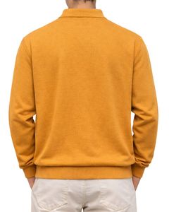 เสื้อโปโลแขนยาวสีเหลืองมัสตาร์ดสำหรับผู้ชาย ผ้าคอตตอนผสมเนื้อนุ่ม สวมใส่สบาย คอปกคลาสสิก เหมาะสำหรับฤดูหนาว ผลิตโดยผู้ผลิตเสื้อผ้า - Product Image 2