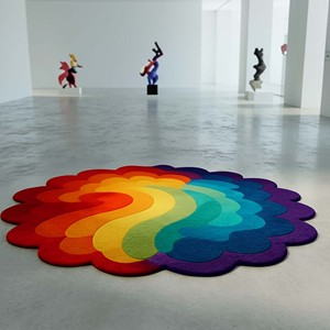 Colorful Rainbow Abstract Area Rug Modern Tufted Soft Carpet Artistic Living Room Bedroom <b>Floor</b> Mat Unique Designer Home Decor - Product Image 1