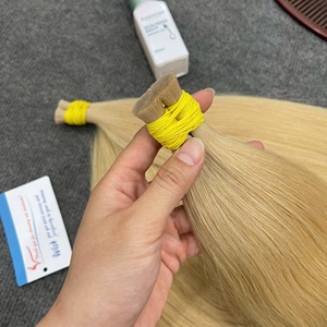 ผมเวียดนามพรีเมียม ขายดีที่สุด ผมแท้สีบลอนด์เหลืองแบบเวอร์จิ้น ต่อผมหนา ปลายผมเต็ม นุ่มลื่นมาก พร้อมส่ง - Product Image 1