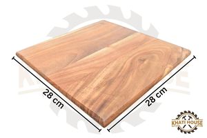 Planche à découper en bois avec surface antidérapante et antibactérienne pour légumes, viande, fromage 28 x 28 cm - Product Image 2