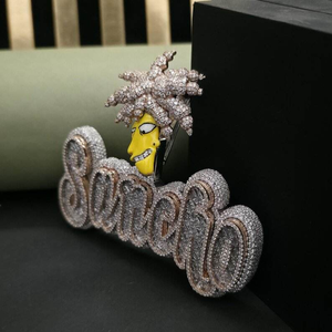 Collar con Colgante de Bart Simpson Personalizado con Diamantes de Imitación, Estilo Hip Hop, Amuleto de Personaje de Dibujos Animados, Joyería de Lujo con Aspecto de Diamante, Regalo - Product Image 3