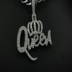 Pendentif personnalisé en moissanite et diamant, en argent sterling 925 plaqué rhodium, bijoux hip-hop, cadeau pour femme pour fête ou anniversaire - Product Image 3
