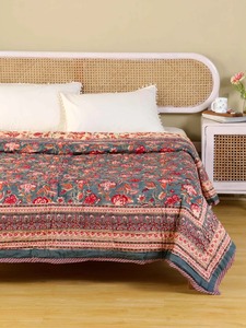Bohemian Printed Cotton <b>Quilt</b> With Floral Pattern Handmade All-Season <b>Bedding</b> Set - Product Image 2