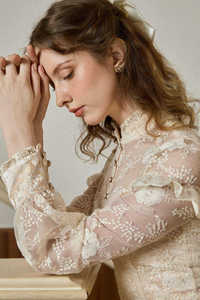 Wholesale <b>Dress</b> Elegant Floral Lace ELISA Jacquard <b>Dress</b> with Cotton Double Layers Women Cotton Double Layers Jacquard <b>Dress</b> - Product Image 5