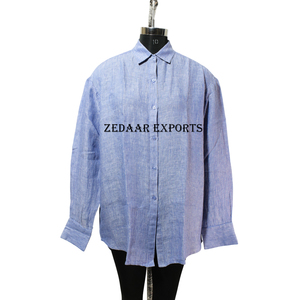 Long Solid Button Linen Shirt for Women Latest Knee Length Casual Summer Vacation Shirt - Product Image 3