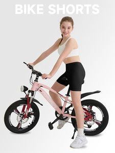 Shorts décontractés pour femmes, taille haute élastique, coupe régulière, en maille noire unie, respirants, écologiques, style moto et biker - Product Image 6