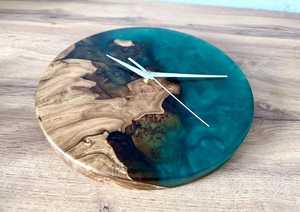Epoxy Resin Wood Wall Clock Handmade Live Edge Wooden Clock Housewarming Gift - Product Image 4