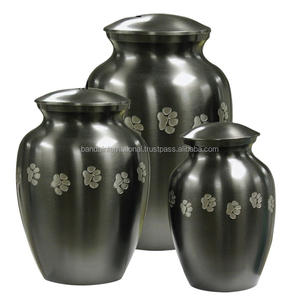 Urnas de cremación de latón de alta calidad para mascotas con Peltre con estampado de pata de perla y urnas funerarias de Metal con acabado negro para cenizas humanas - Product Image 6