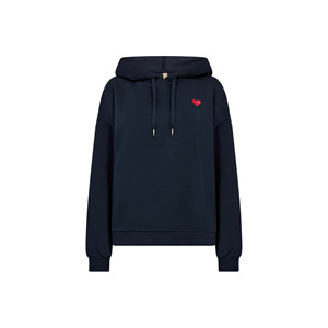 Sudadera con Capucha Extra Grande Azul Marino para Mujer con Bordado de Corazón Rojo, Hombros Caídos, Material de Felpa, para Otoño - Product Image 4